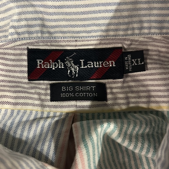 Multi colored striped long sleeve polo button up - Picture 2 of 3